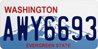 WA license plate AWY6693