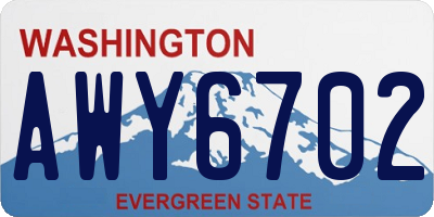 WA license plate AWY6702