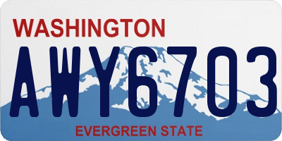 WA license plate AWY6703