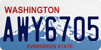 WA license plate AWY6705