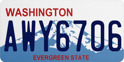 WA license plate AWY6706