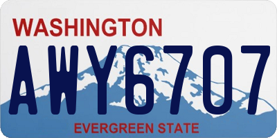 WA license plate AWY6707