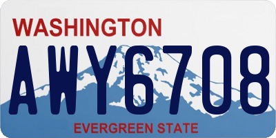 WA license plate AWY6708