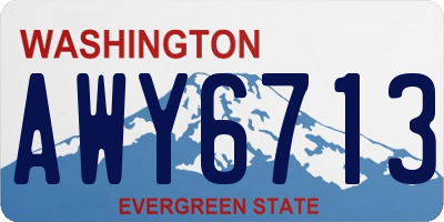 WA license plate AWY6713