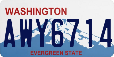 WA license plate AWY6714