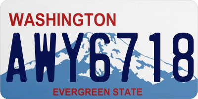 WA license plate AWY6718