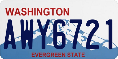 WA license plate AWY6721