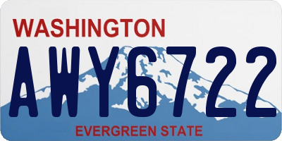 WA license plate AWY6722
