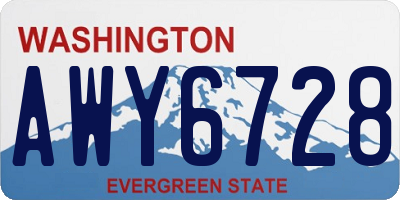 WA license plate AWY6728