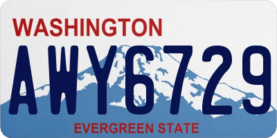 WA license plate AWY6729