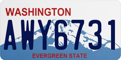 WA license plate AWY6731