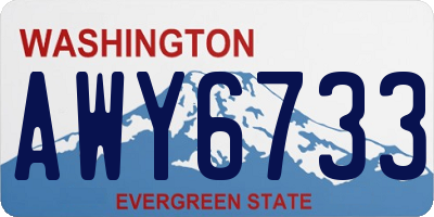 WA license plate AWY6733