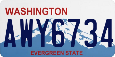 WA license plate AWY6734