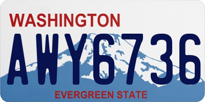 WA license plate AWY6736