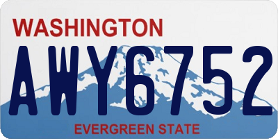 WA license plate AWY6752