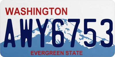 WA license plate AWY6753