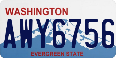 WA license plate AWY6756