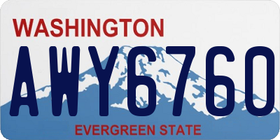 WA license plate AWY6760