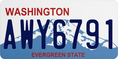 WA license plate AWY6791