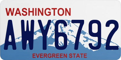 WA license plate AWY6792