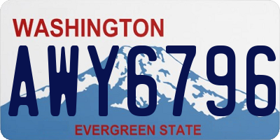 WA license plate AWY6796