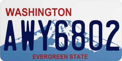 WA license plate AWY6802
