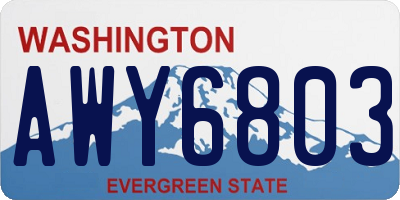 WA license plate AWY6803