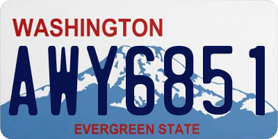WA license plate AWY6851