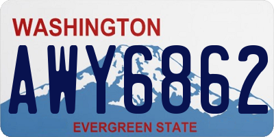 WA license plate AWY6862