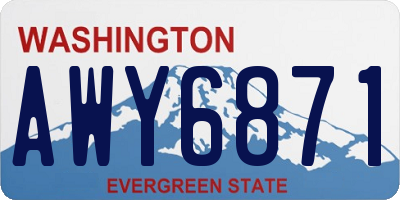 WA license plate AWY6871