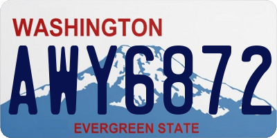 WA license plate AWY6872