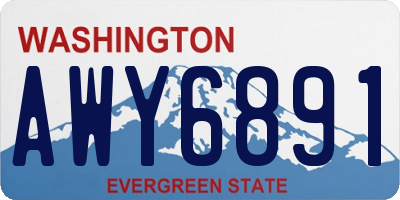WA license plate AWY6891