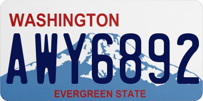 WA license plate AWY6892