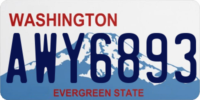 WA license plate AWY6893