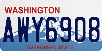 WA license plate AWY6908