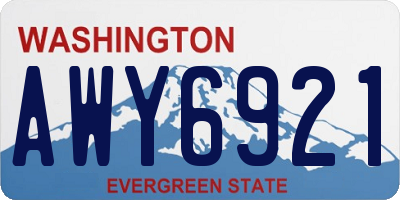 WA license plate AWY6921