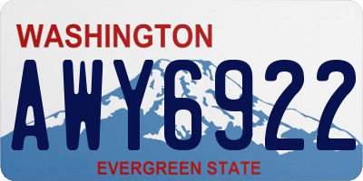 WA license plate AWY6922