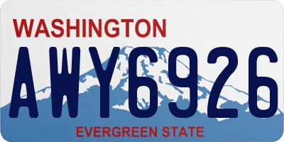 WA license plate AWY6926