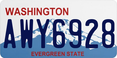 WA license plate AWY6928