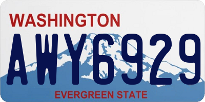 WA license plate AWY6929
