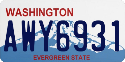 WA license plate AWY6931