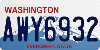 WA license plate AWY6932