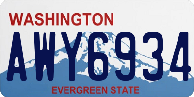 WA license plate AWY6934