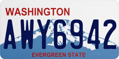 WA license plate AWY6942