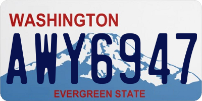 WA license plate AWY6947