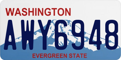 WA license plate AWY6948