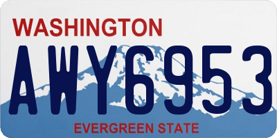 WA license plate AWY6953