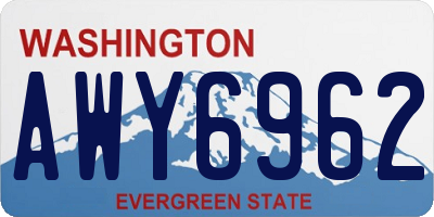 WA license plate AWY6962