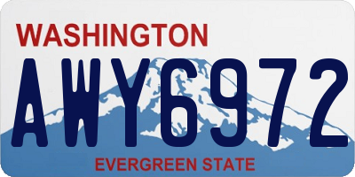 WA license plate AWY6972