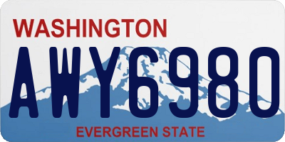 WA license plate AWY6980